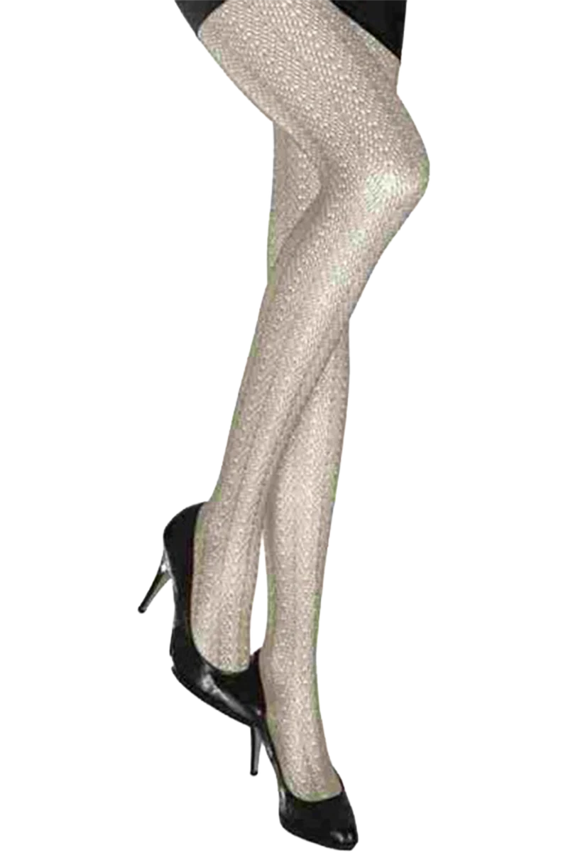 Damen Strumpfhose mit feinem Ajourmuster - ivory