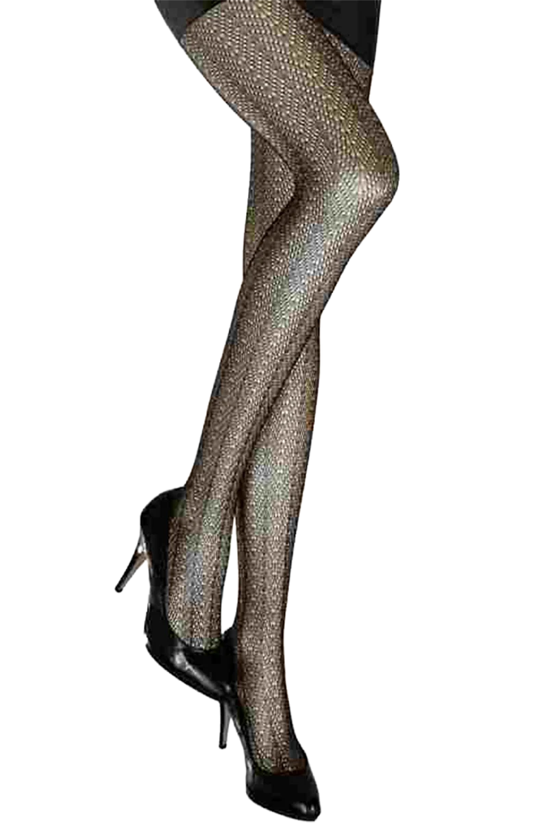 Damen Strumpfhose mit feinem Ajourmuster - schwarz