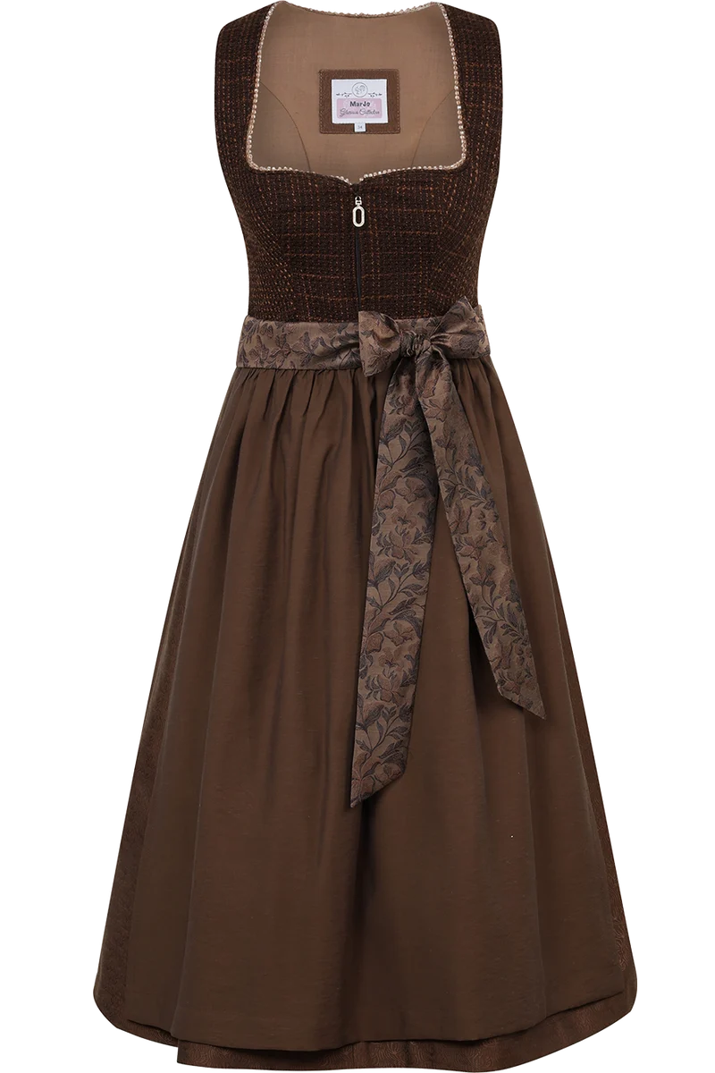 Monochromes Midi-Dirndl mit Struktur Höhenberg - bronze