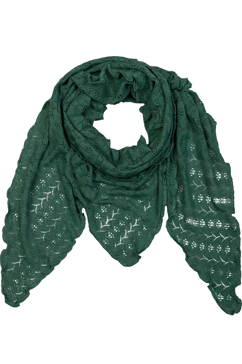 Damen Schultertuch mit feinem Strickmuster - salbei