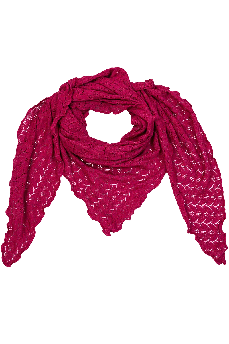 Damen Schultertuch mit feinem Strickmuster - himbeere