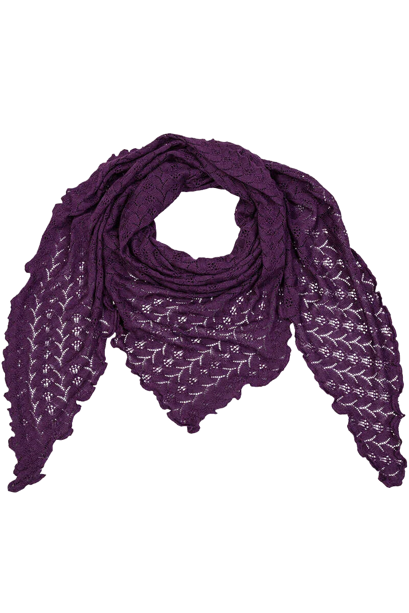 Damen Schultertuch mit feinem Strickmuster - lila