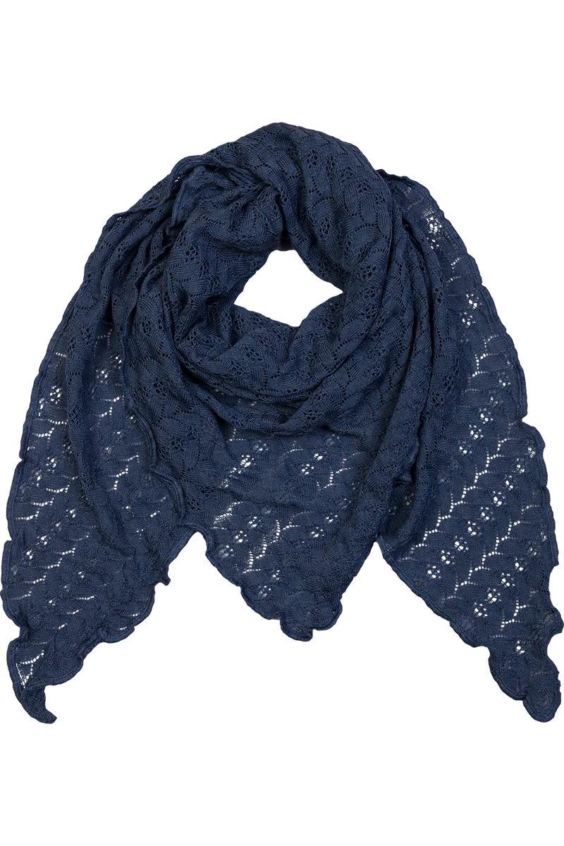 Damen Schultertuch mit feinem Strickmuster - jeans