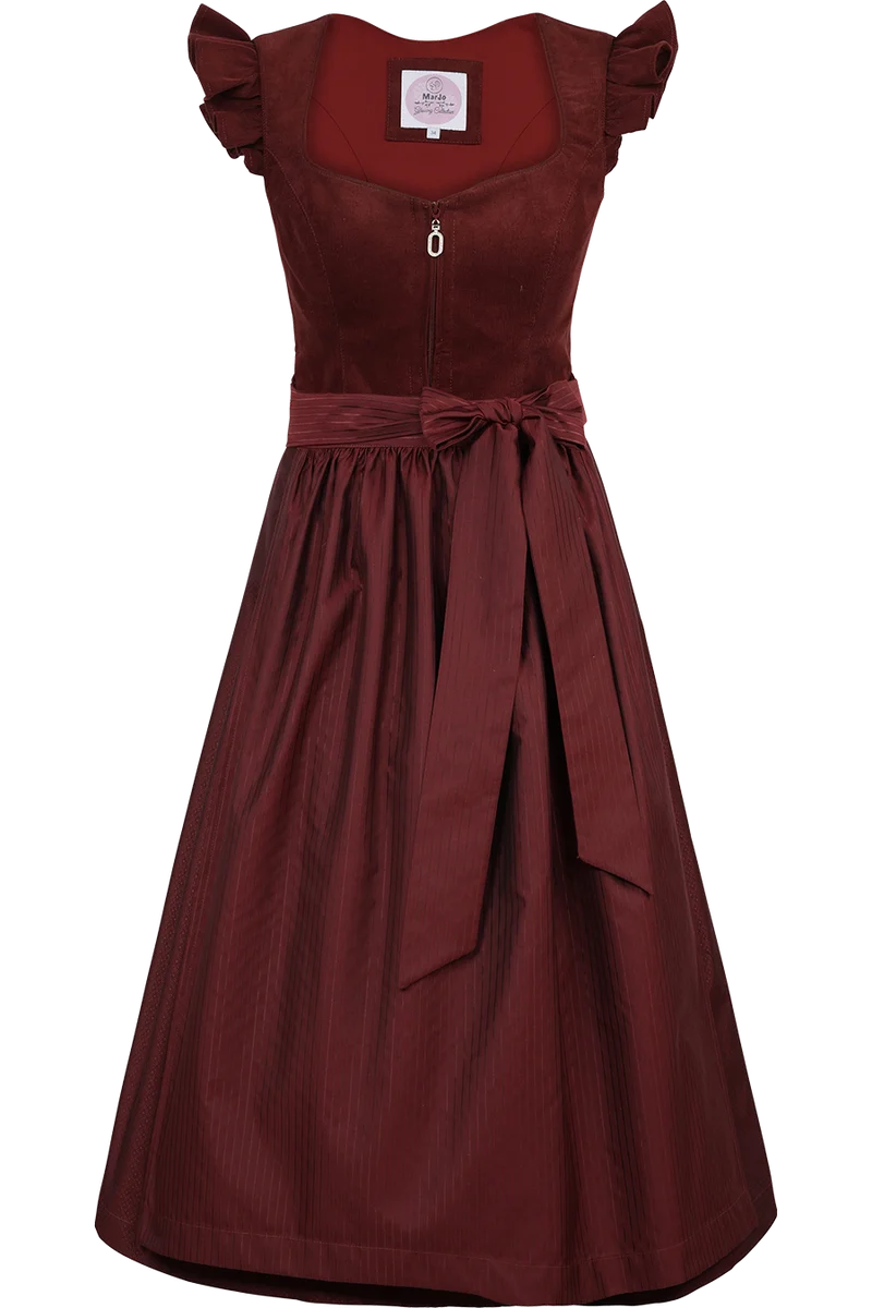 Midi-Corddirndl mit abknöpfbaren Flügelärmeln - henna
