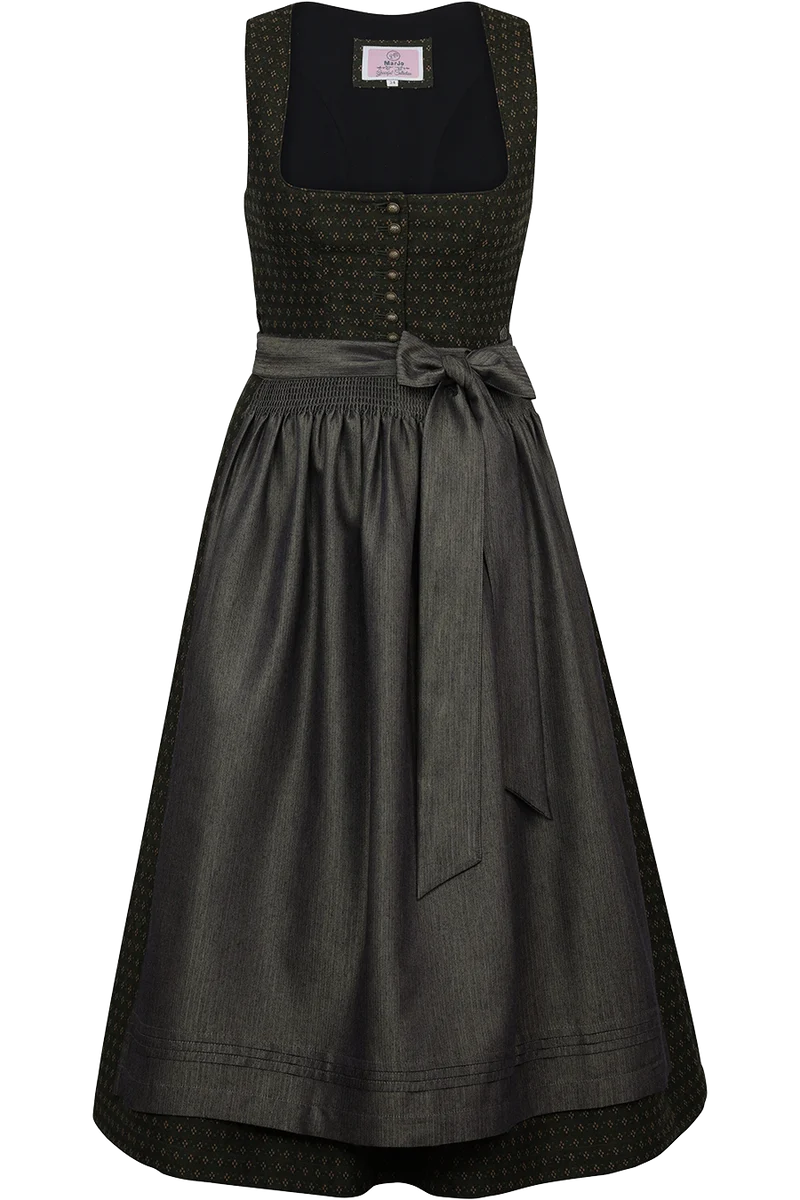 Midi-Dirndl gemustert mit Unterrock - tanne