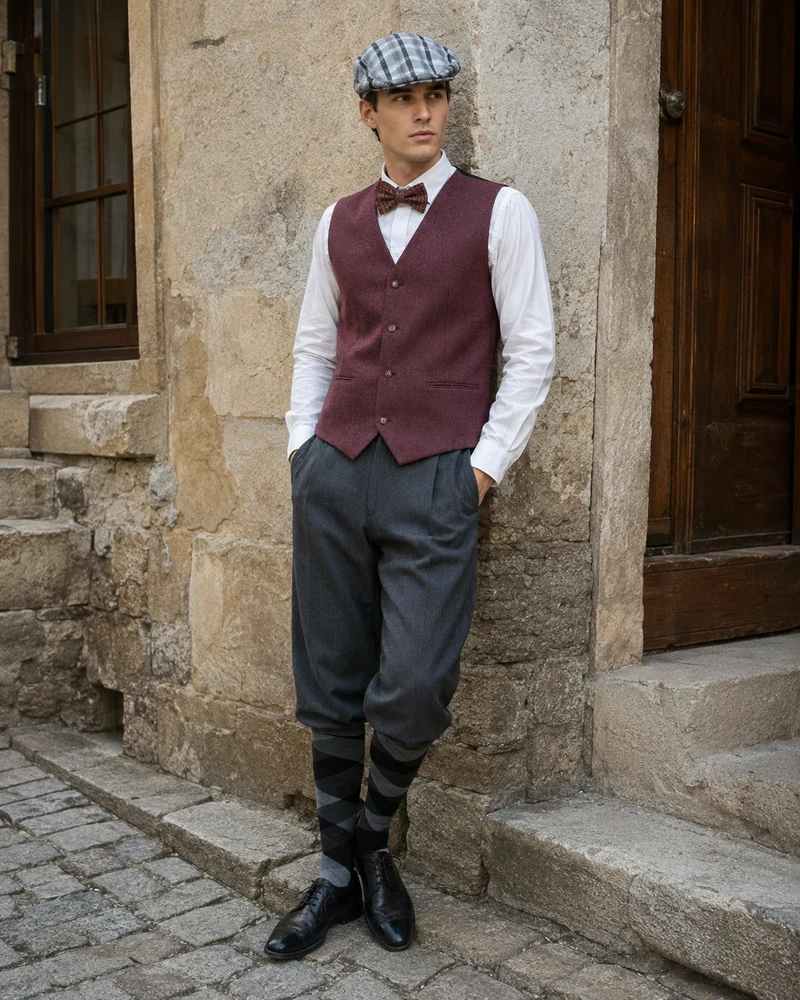 20er Jahre Herren Outfit Gr. 58 mit Weste