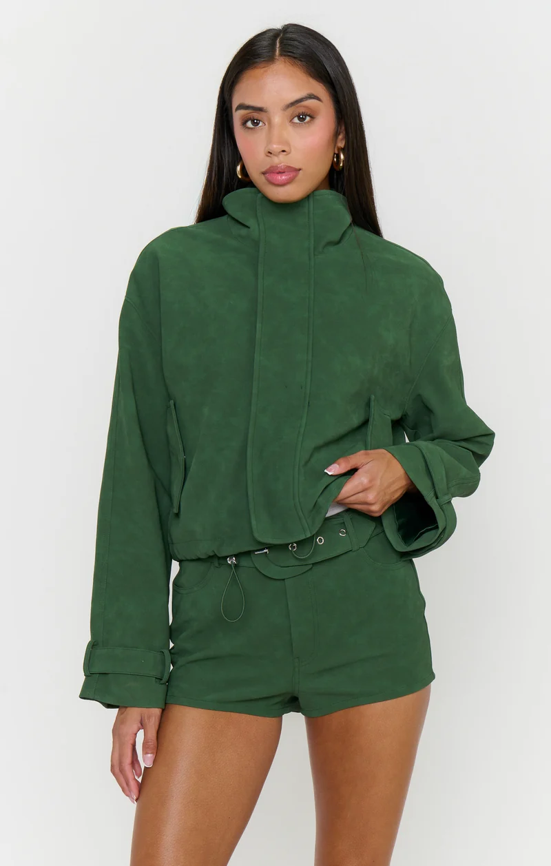 Ventura Jacket ~ Green Faux Suede