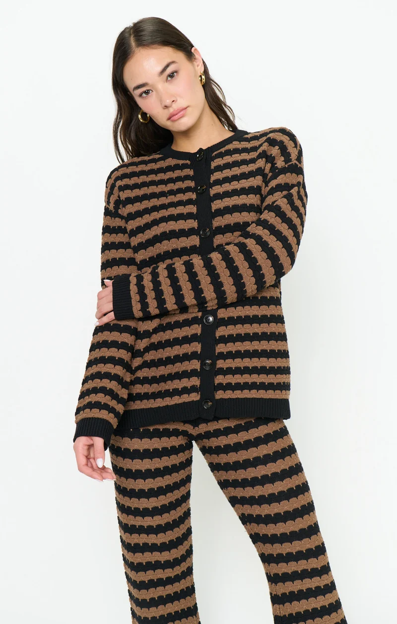 Inez Cardigan ~ Coffee Stripe Knit