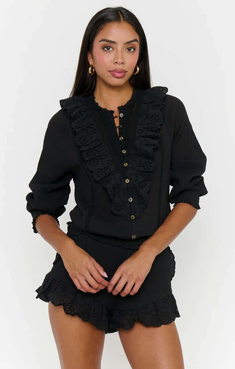 French Blouse ~ Black Eyelet