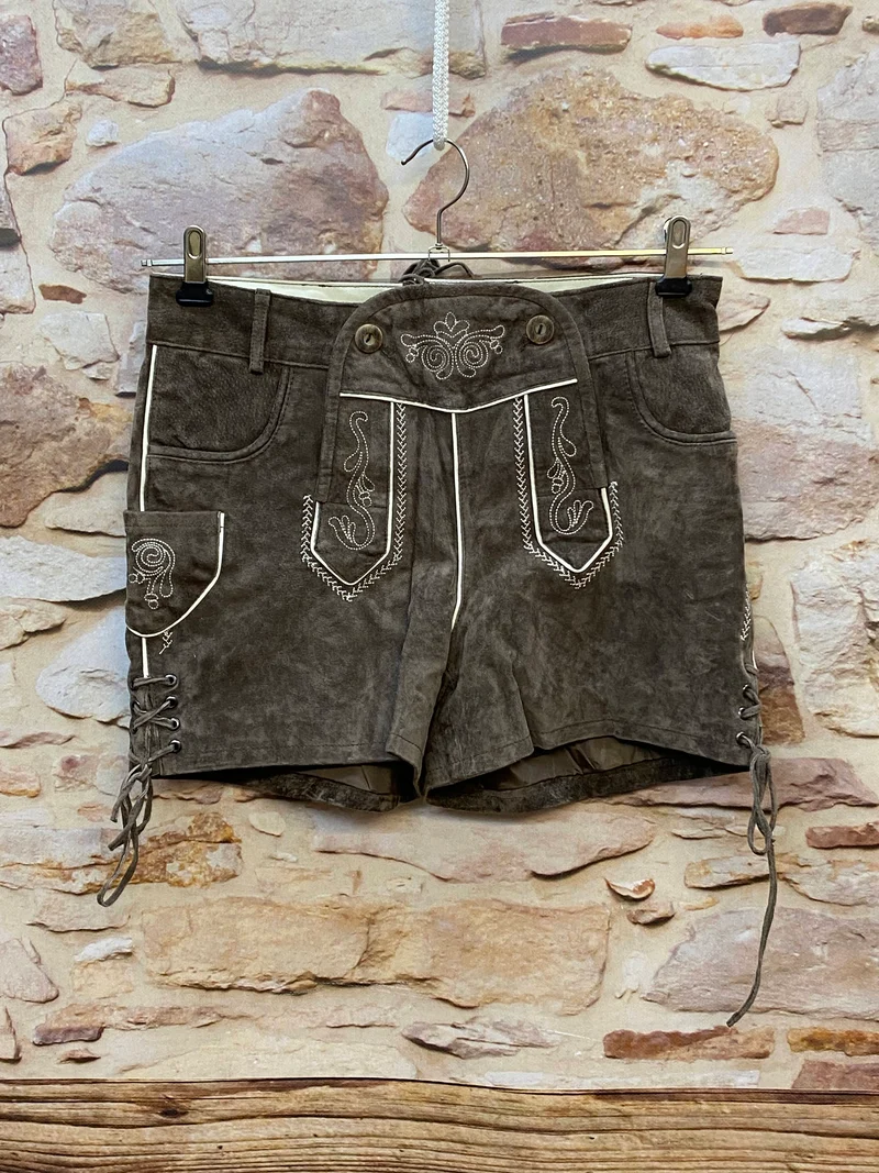 Kurze Vintage Damen Lederhose Waldschütz – Gr. 36