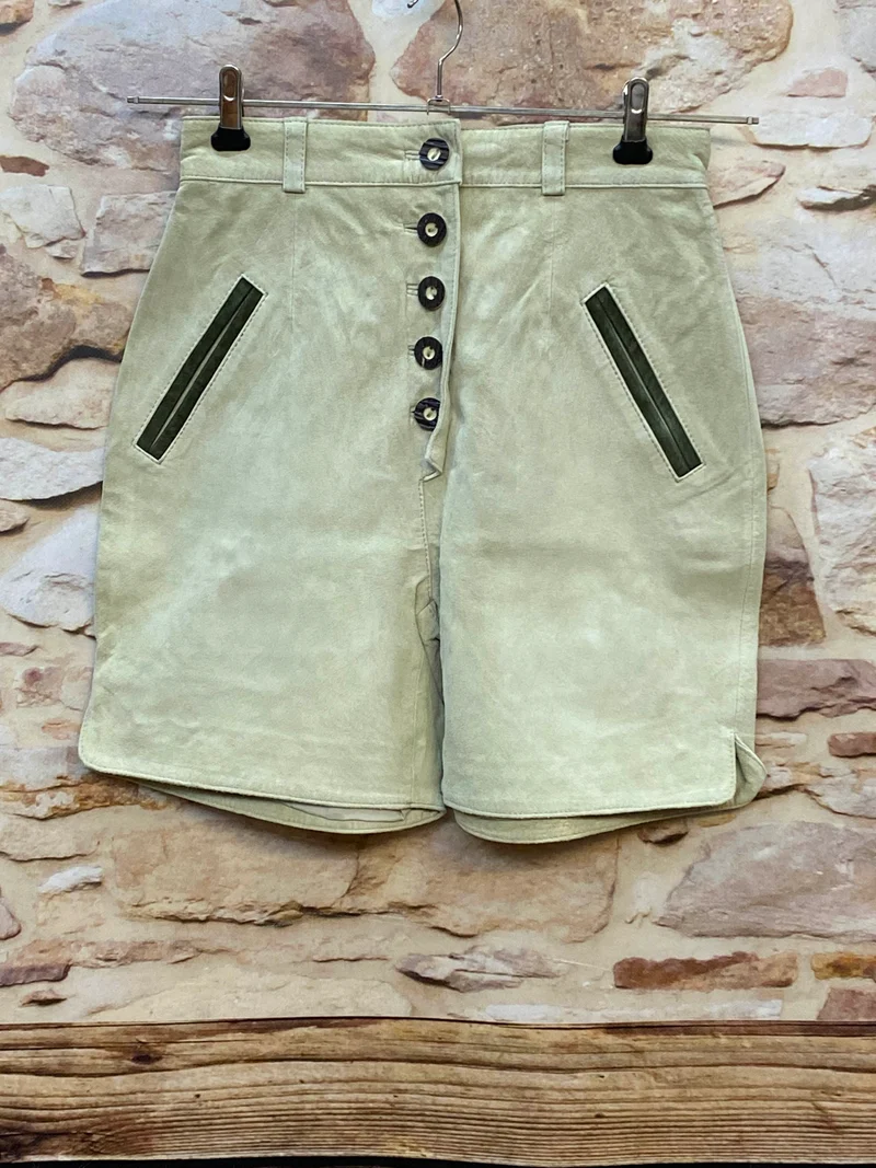 Vintage Damen Lederhose aus Veloursleder – Gr. 36