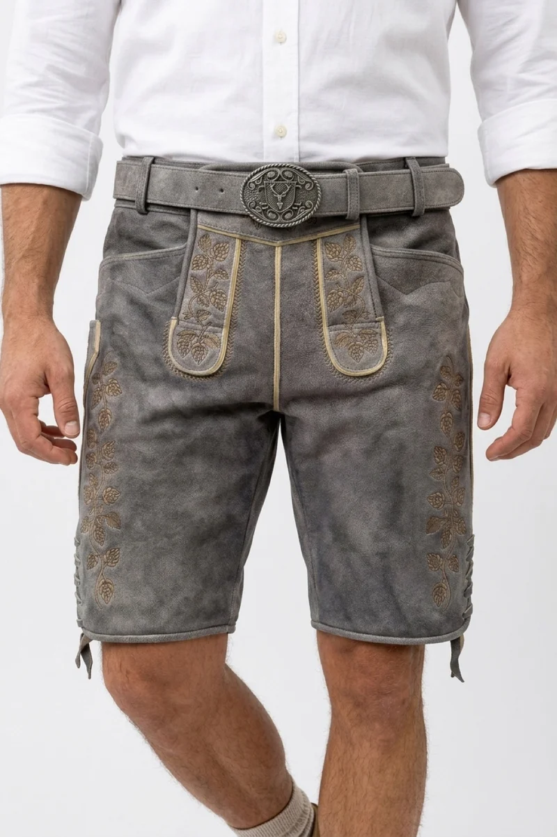 Lederhose Liga di Bavaria Luxury Collection "Holledau" deep grey TD04