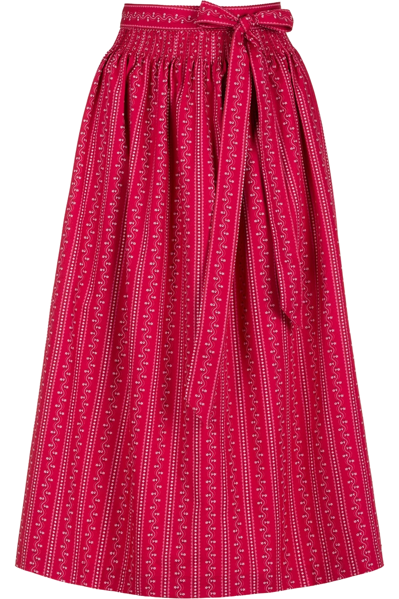 Lange Dirndlschürze 95cm aus Baumwolle - rot