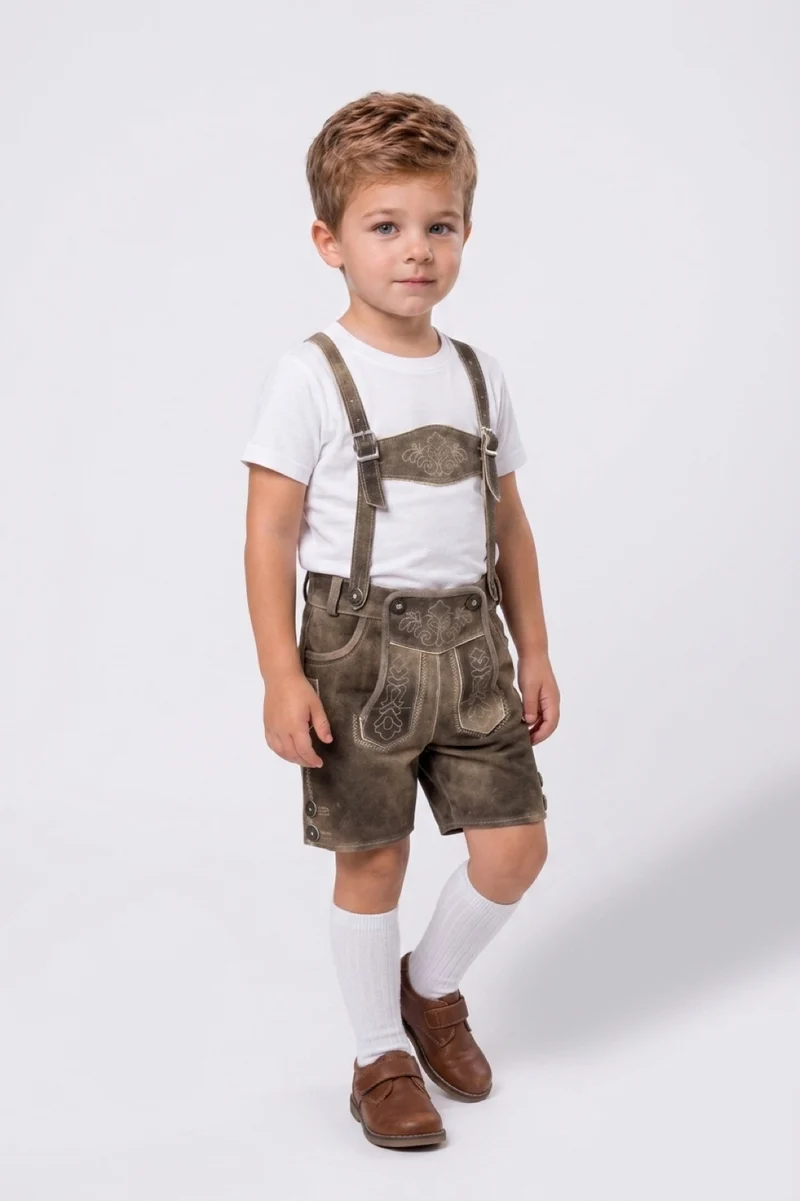 Kinderspaltlederhose schiefer