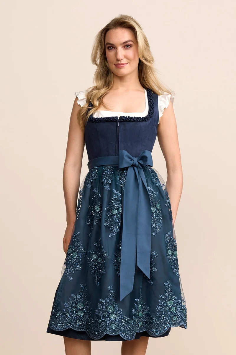 Kruger Aila Long Dirndl, Blue — 70cm 2pc Set