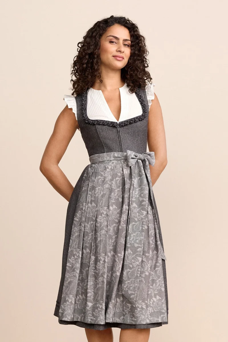 Kruger Ryselle Long Dirndl, Gray — 70cm 2pc Set