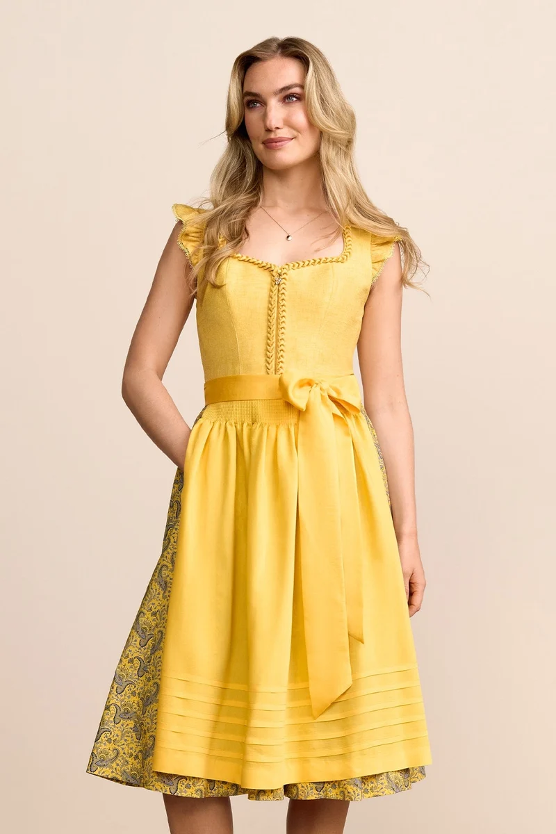 Kruger Wynara Long Dirndl, Yellow — 70cm 2pc Set