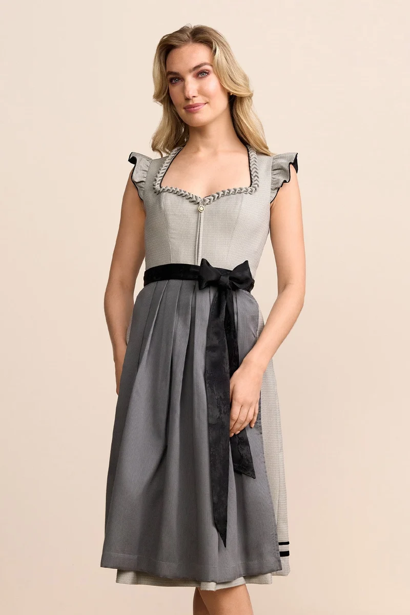 Kruger Lindsey Long Dirndl, Gray — 70cm 2pc Set