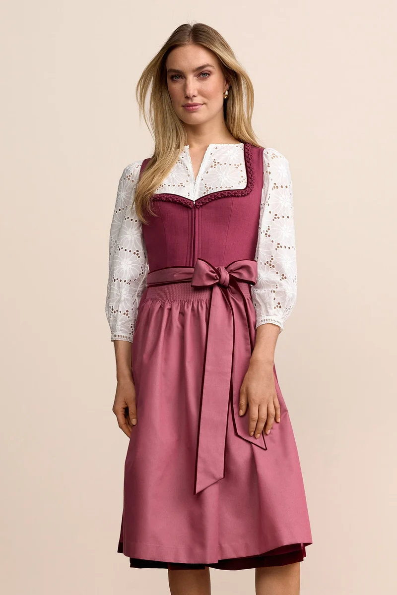 Kruger Agneta Long Dirndl, Red — 70cm 2pc Set