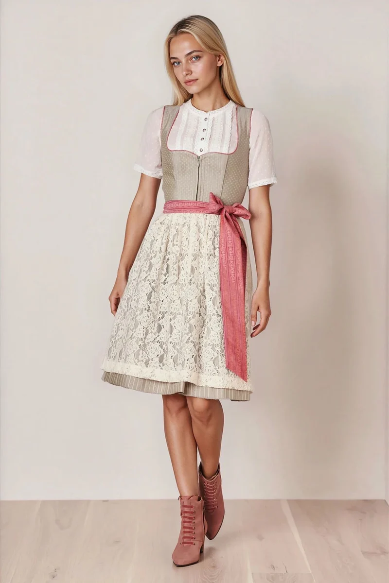 Julia Trentini Jennie Midi Dirndl, Beige — 60cm