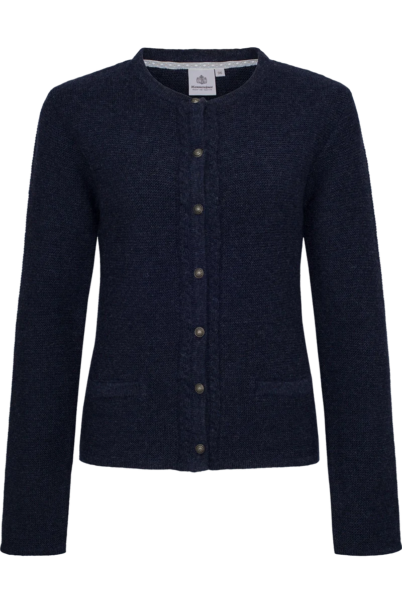 Damen Trachtenstrickjacke mit Wolle - dunkelblau