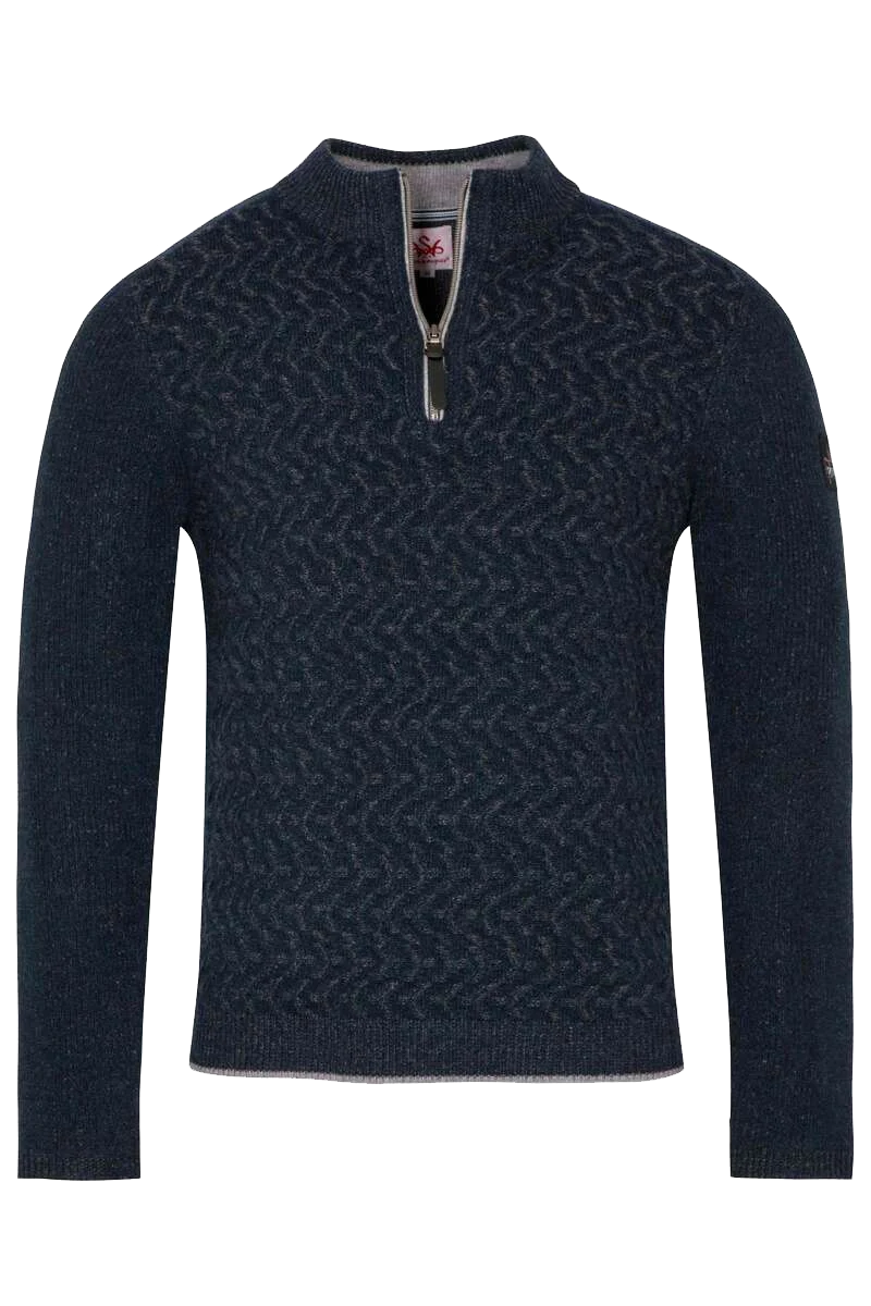 Herren Strickpullover Alpin Troyer - nachtblau