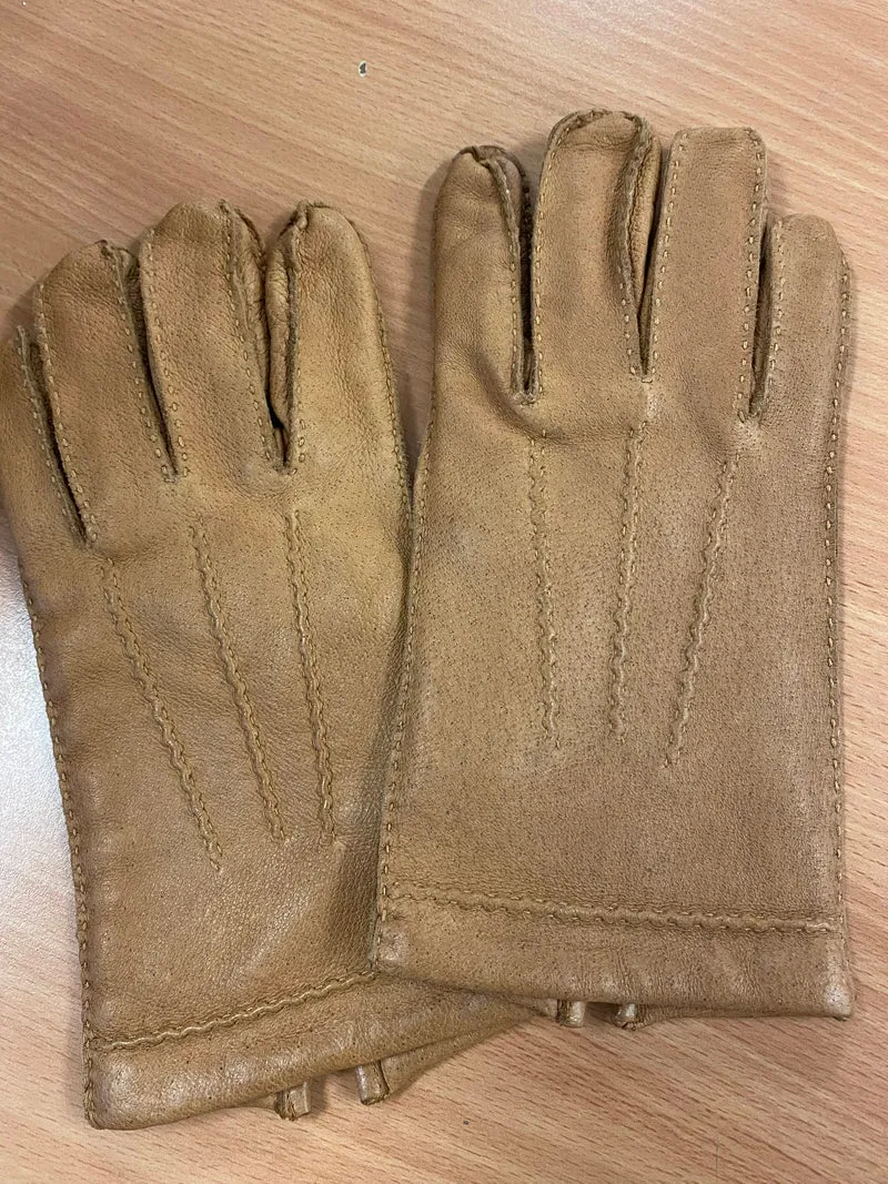 Vintage Lederhandschuhe Beige Größe 8 1/2