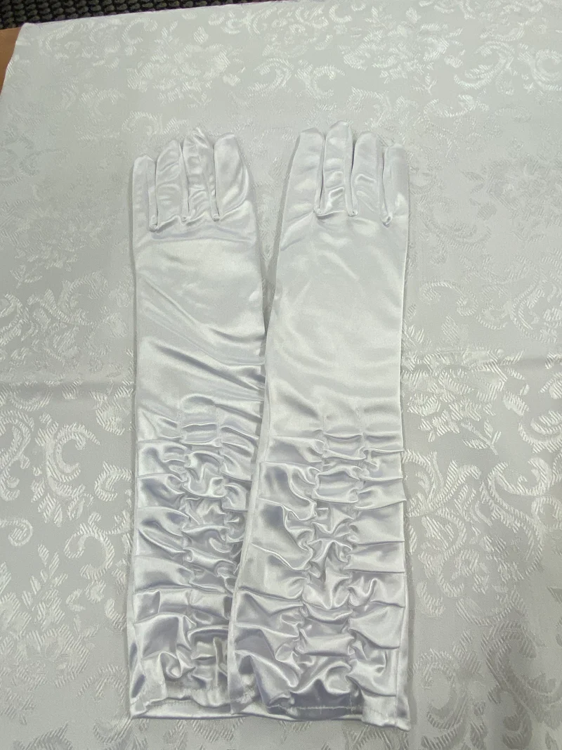 Weiße Charleston Handschuhe 20er Jahre One Size mit Raffung