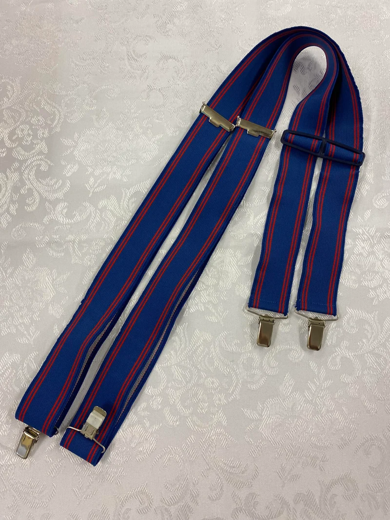 Vintage Hosenträger blau rot H-Form