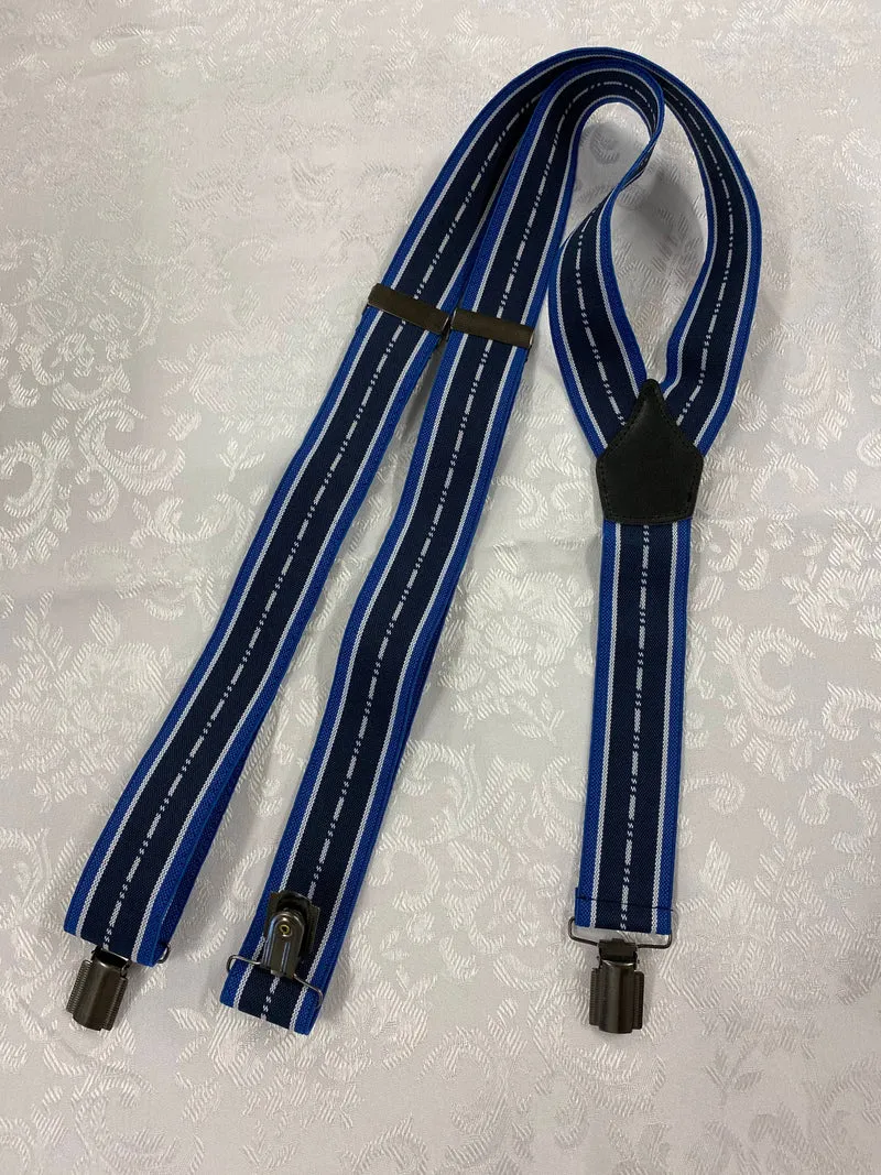 Vintage Hosenträger blau gestreift Y-Form