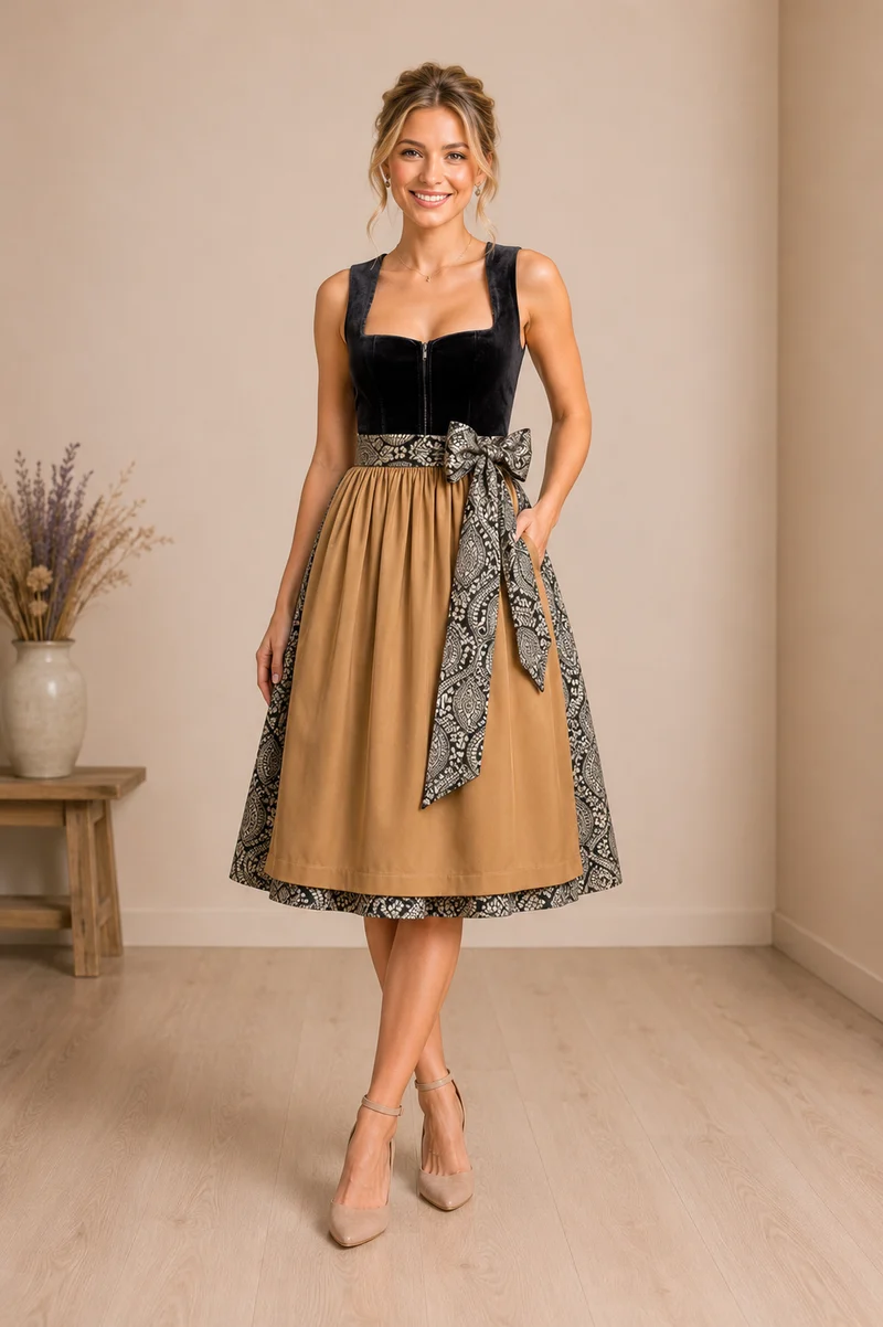 Dirndl Liga Di Bavaria Samt Schwarz 70cm