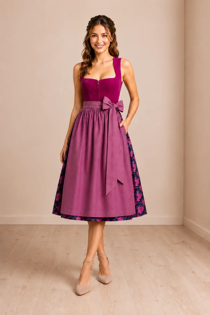 Dirndl Liga Di Bavaria Samt Rosen 70cm