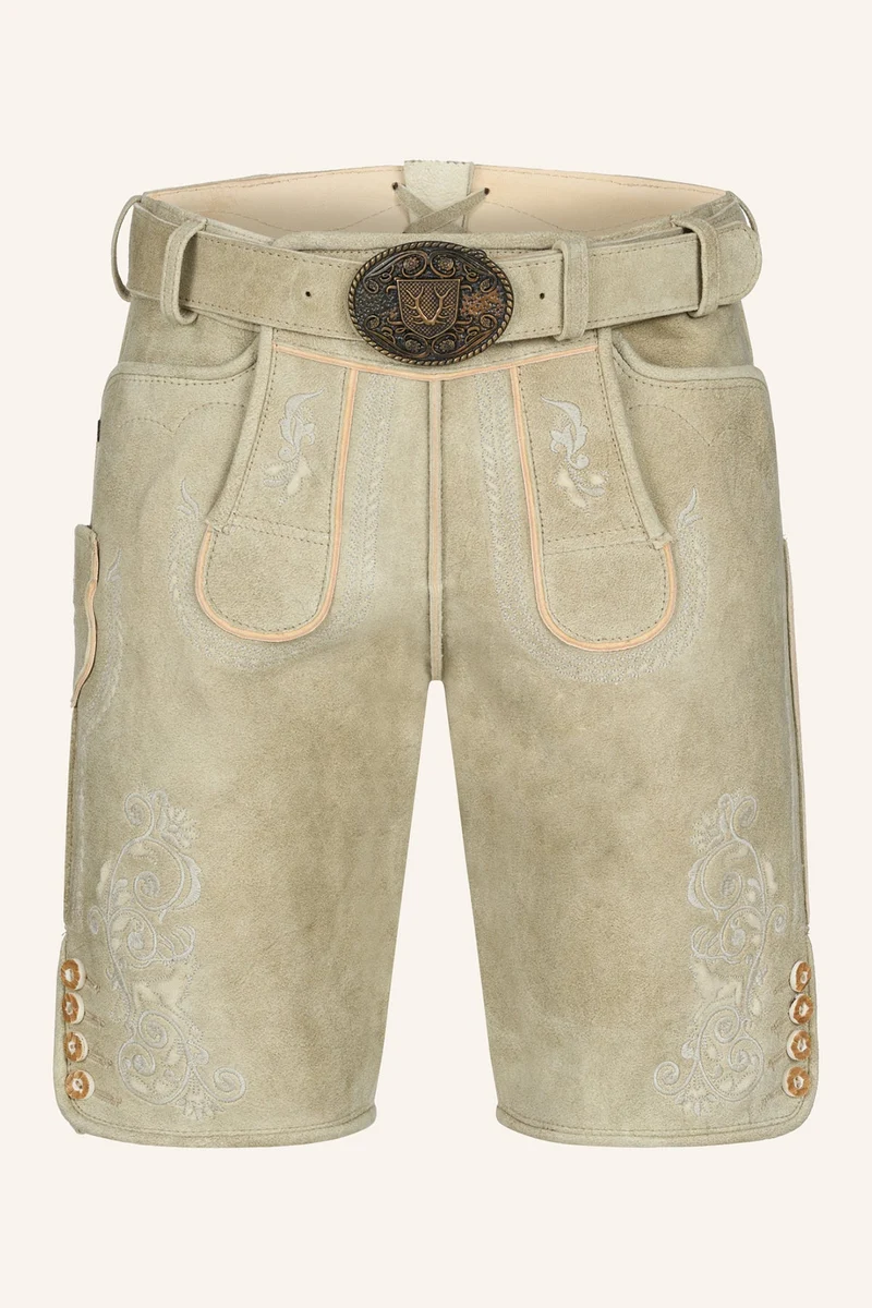 Kruger Men's Lederhosen "Miquel" with Belt - Beige