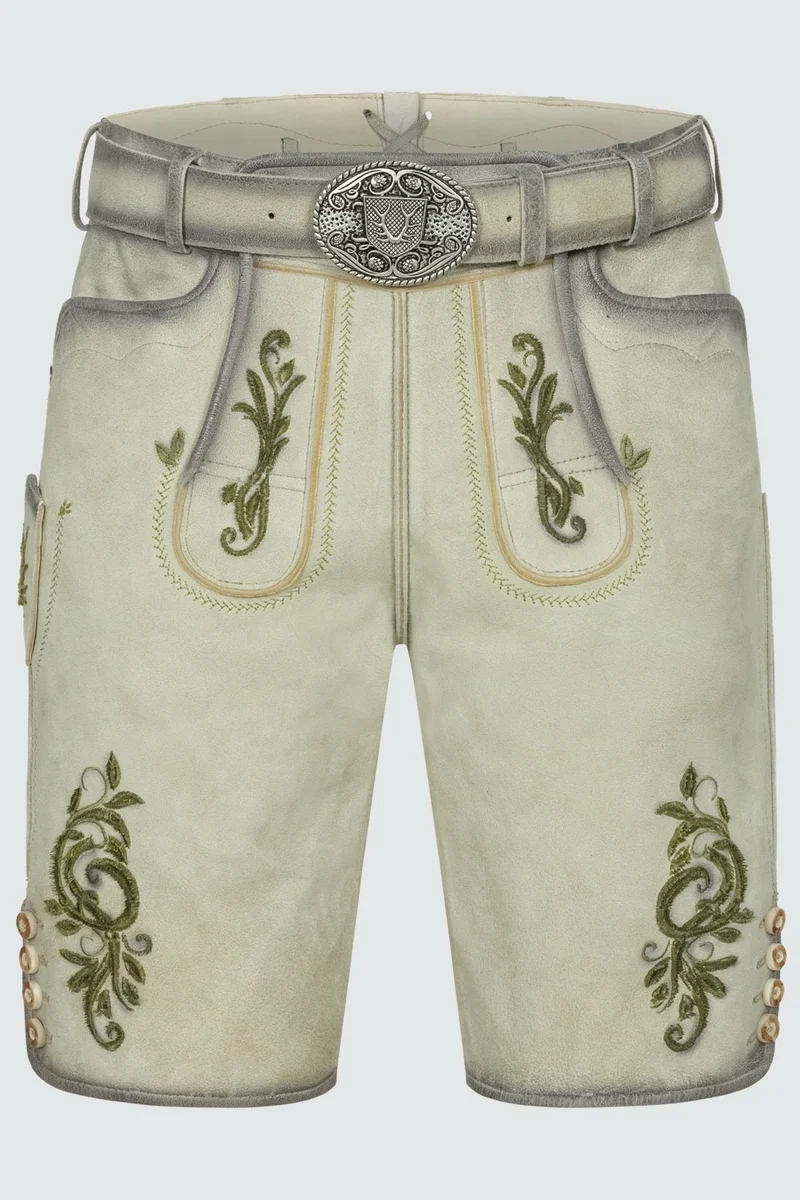 Kruger Men's Lederhosen "Maurus" with Belt - Beige