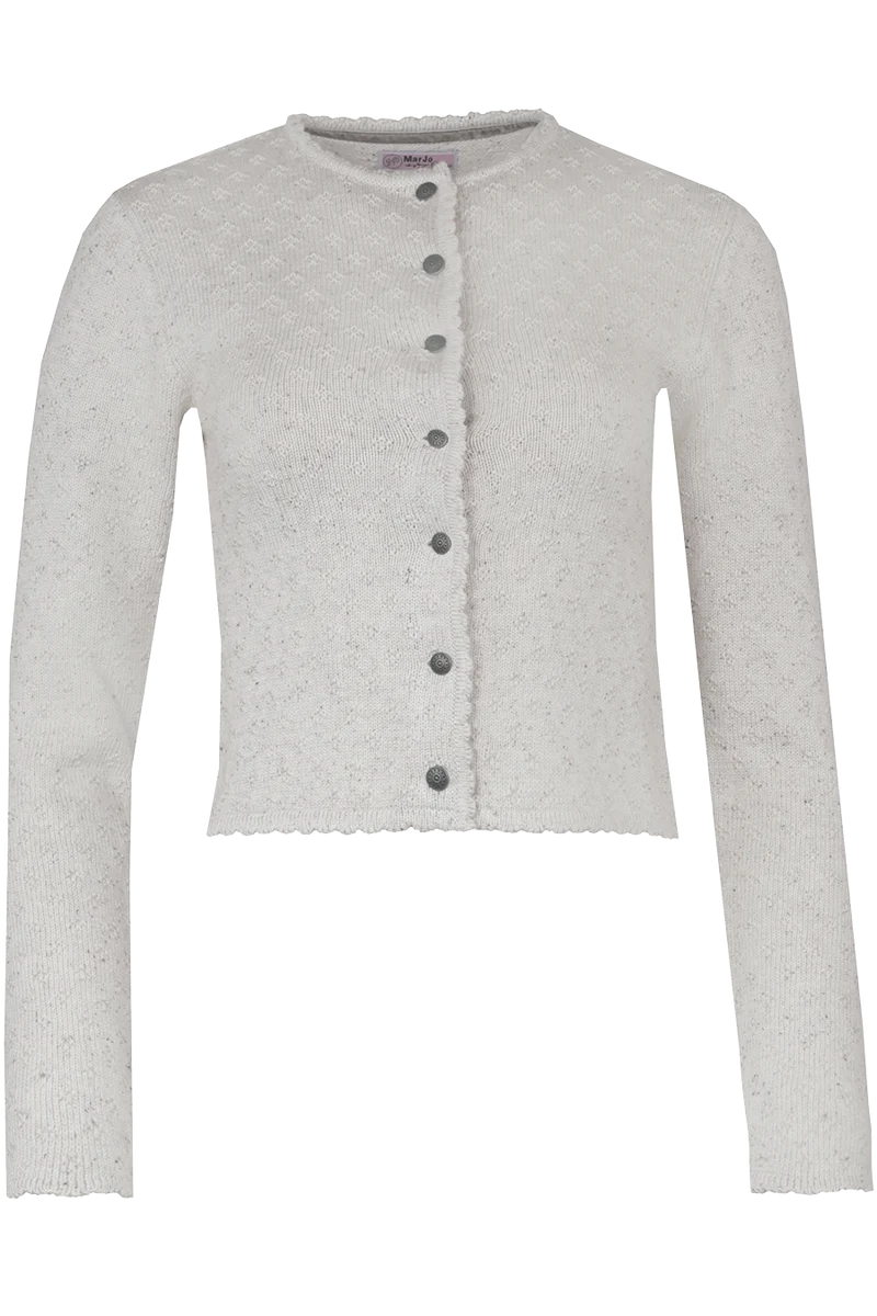 Damen Trachten-Strickjacke mit Blütenstruktur - beige melange