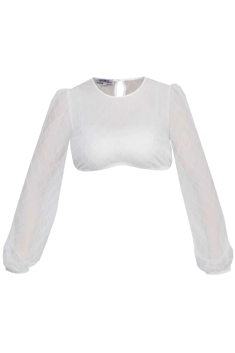 Dirndlbluse mit Puffärmeln - offwhite