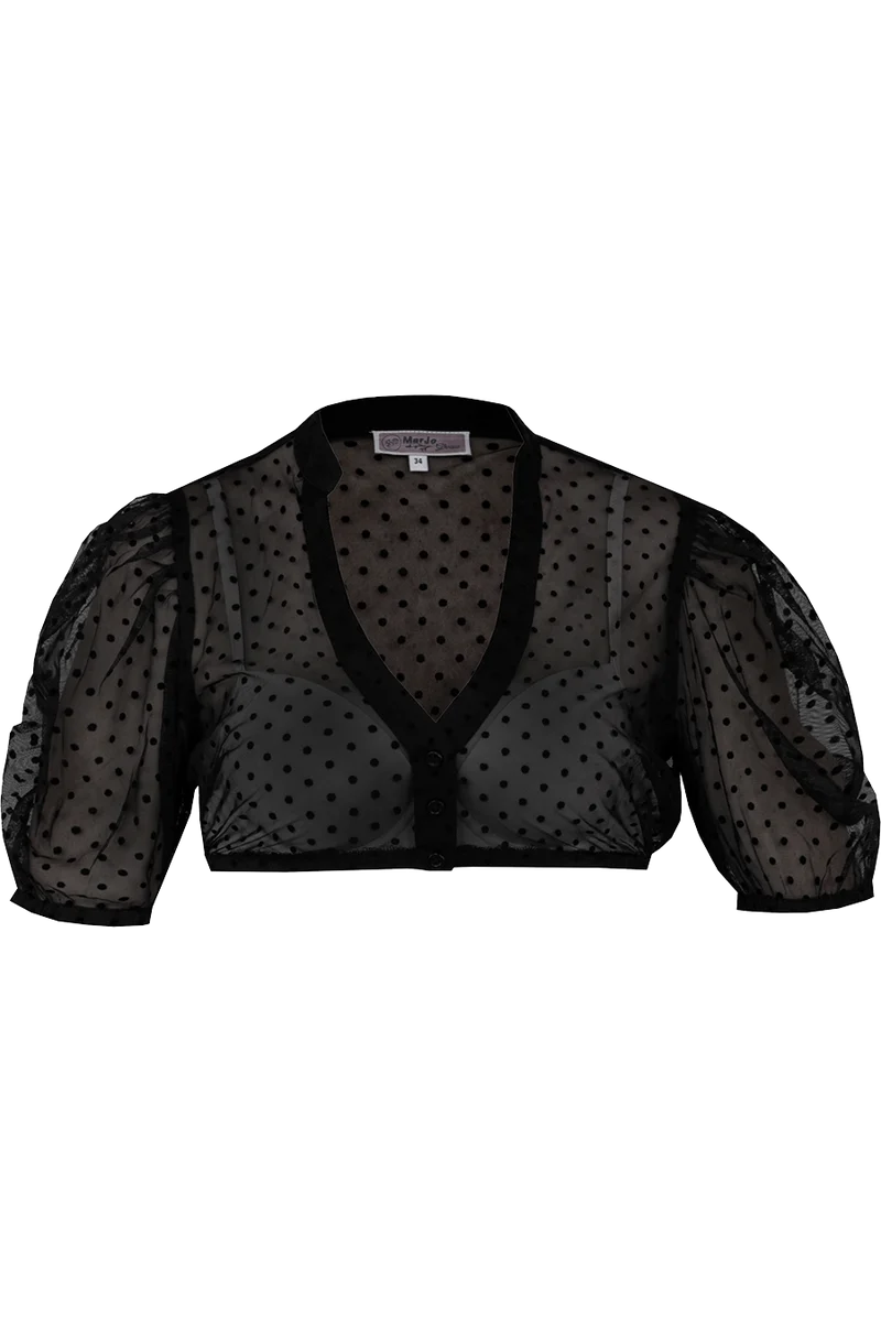 Dirndlbluse transparent mit Punkten - schwarz