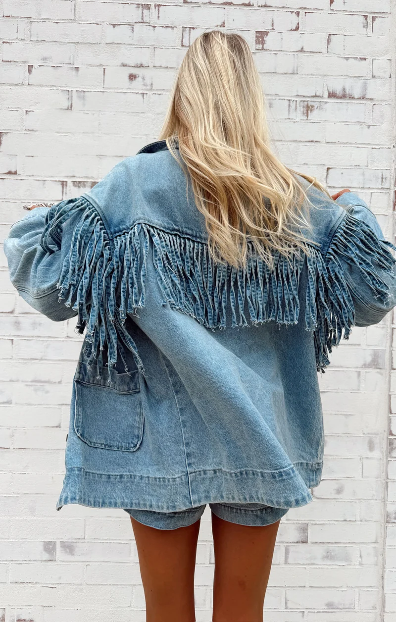 Ojai Fringe Jacket ~ Jet Stream Blue