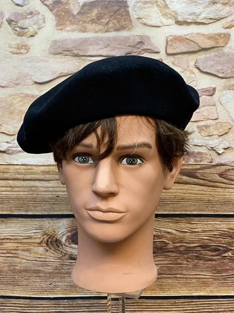 Vintage Herren-Barett schwarz Gr. 60