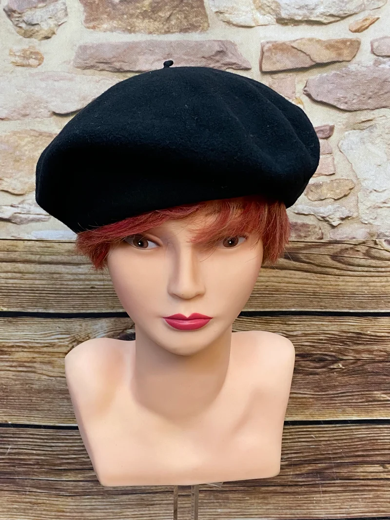 Vintage Damen-Barett schwarz Gr. 58