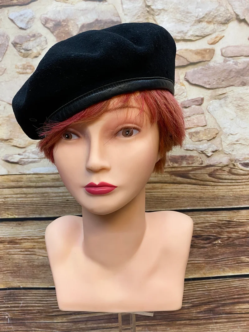 Vintage Uniform-Barett schwarz Gr. 57