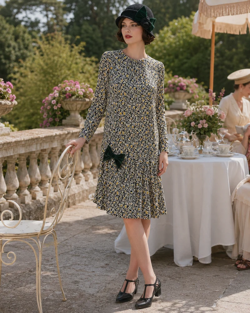 20er Jahre Damen Outfit Gr. 36 | Kleid mit Wollhut