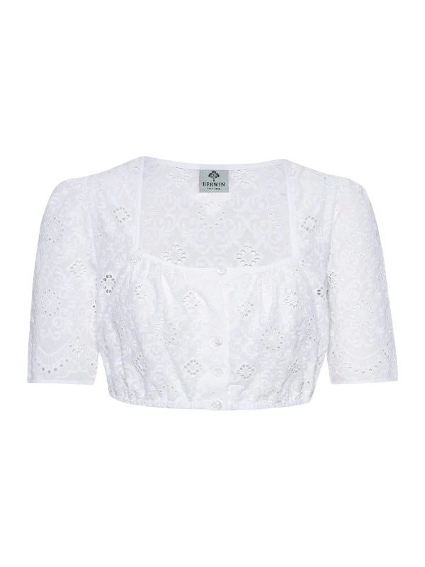 Berwin Square Neck Embroidery Dirndl Blouse "Vera" white