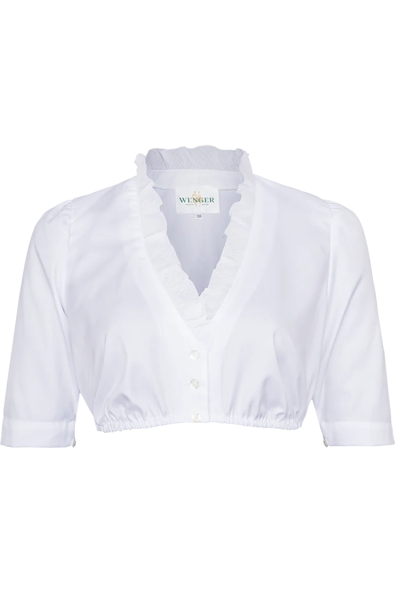 Dirndlbluse aus Baumwolle mit Rüschen - weiß