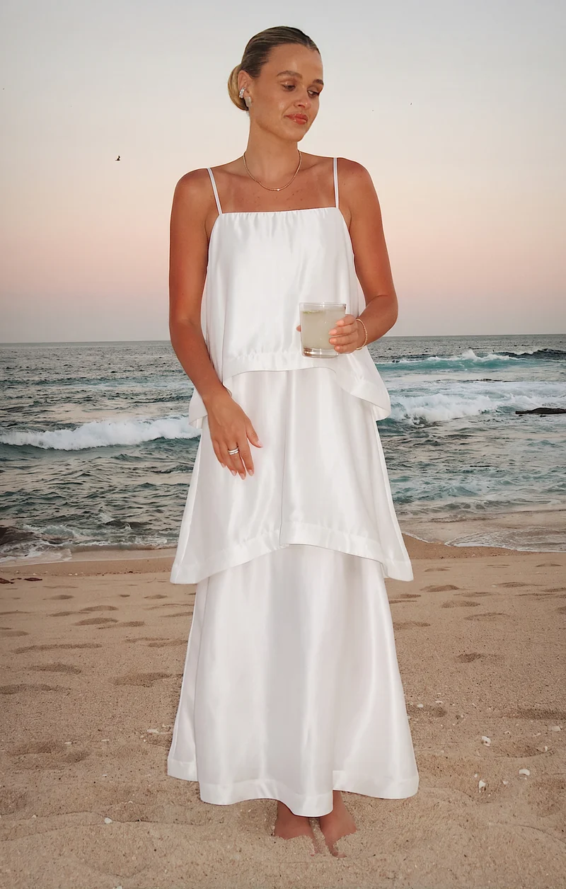 Ella Maxi Dress ~ Ivory Luxe Satin