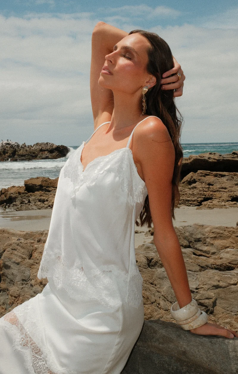 Gracie Top ~ Ivory Luxe Satin