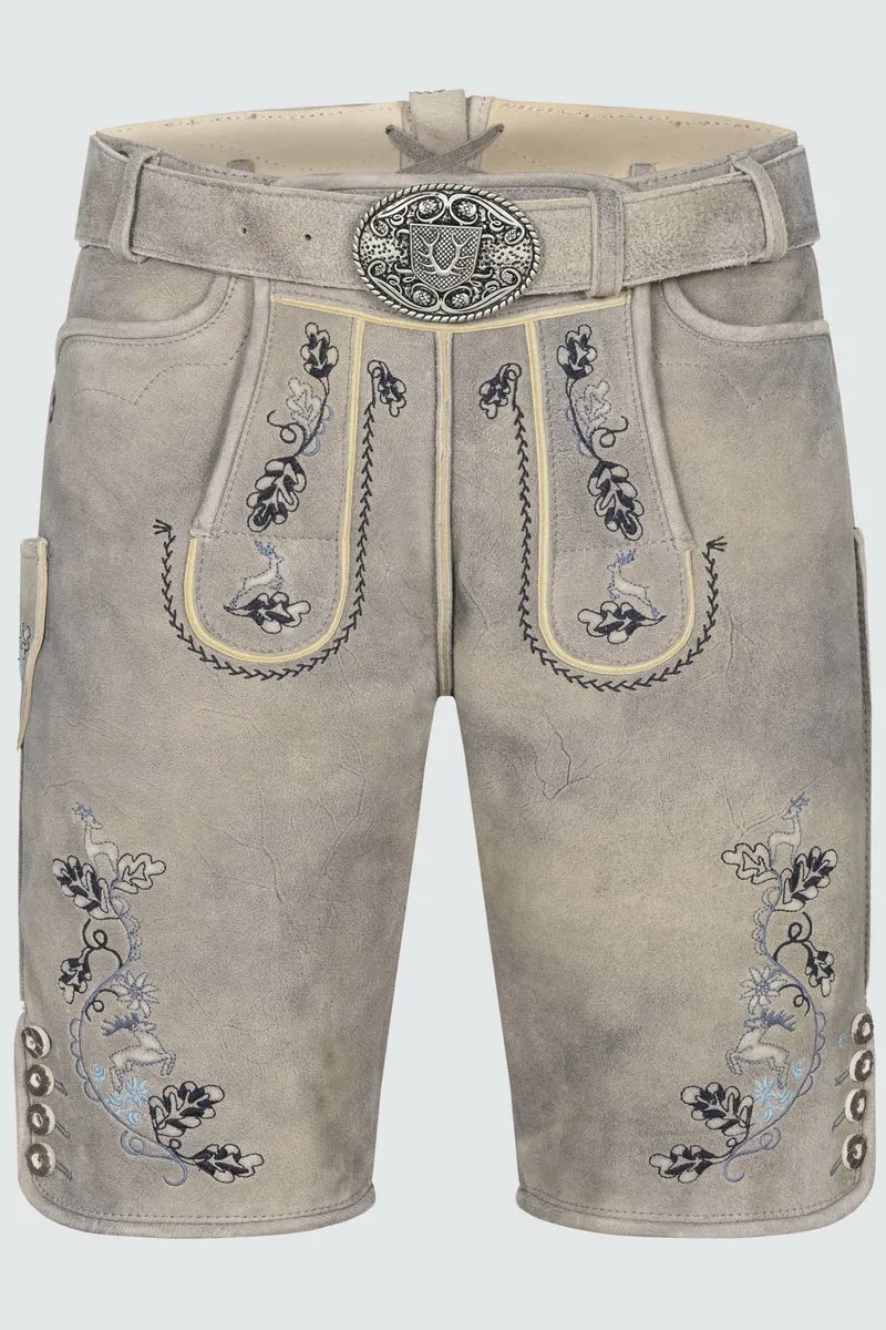 Kruger Men's Lederhosen "Keanu" with Belt - Beige