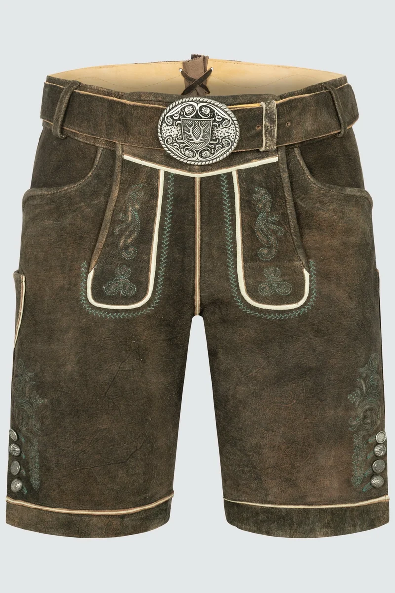 Kruger Men's Lederhosen "Jayden" with Belt - Brown