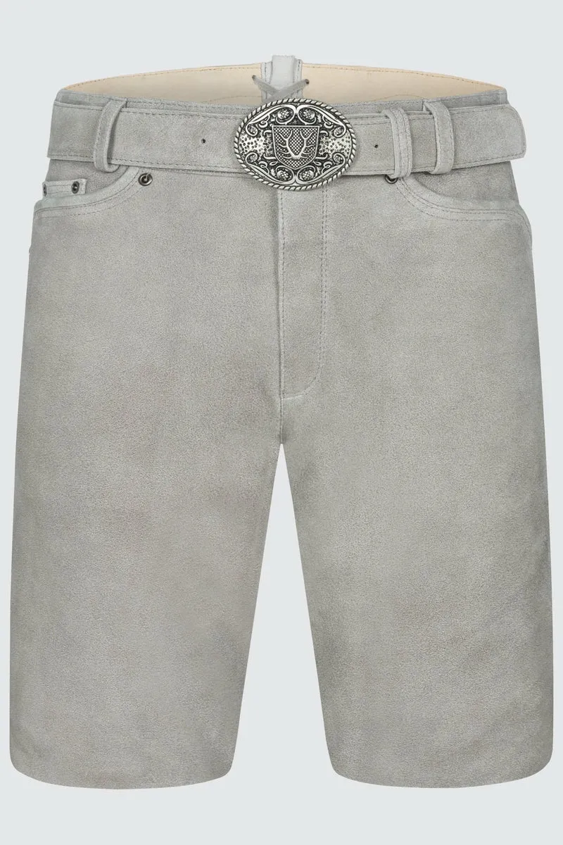 Kruger Men's Lederhosen "Jari" with Belt - Gray