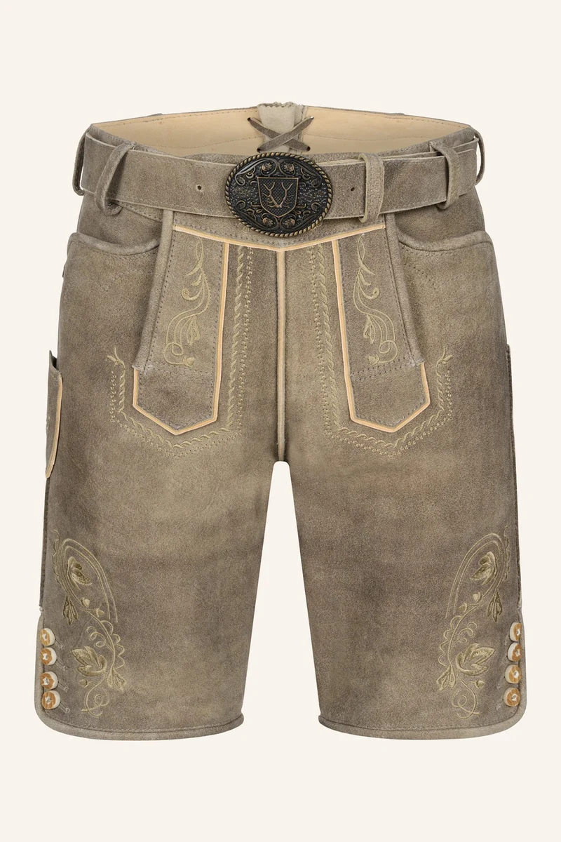Kruger Men's Lederhosen "Ivan" with Belt - Brown